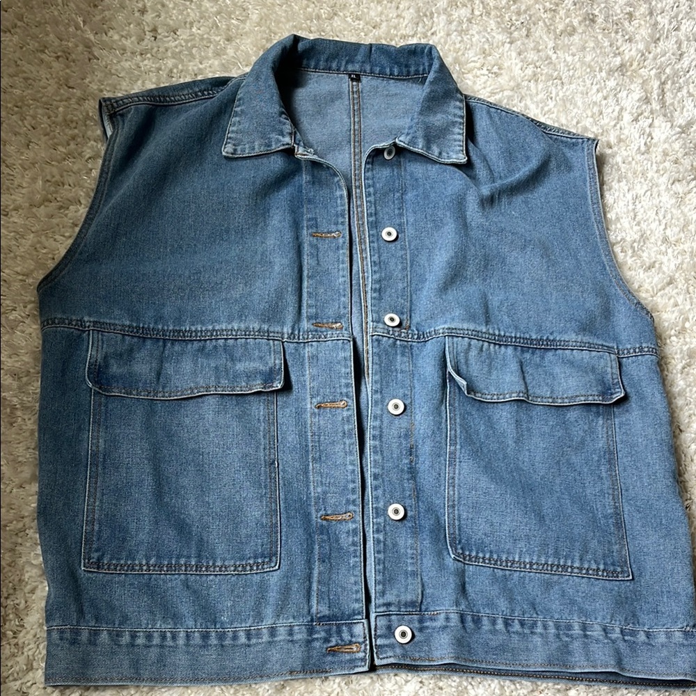 PAODIKUAI Women's Oversized Denim Vest size XL